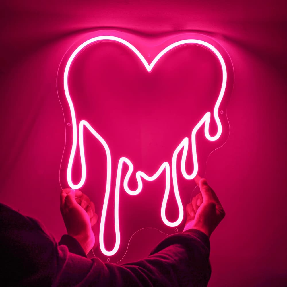 Néon LED Coeur Scintillant Rose Merveilleux
