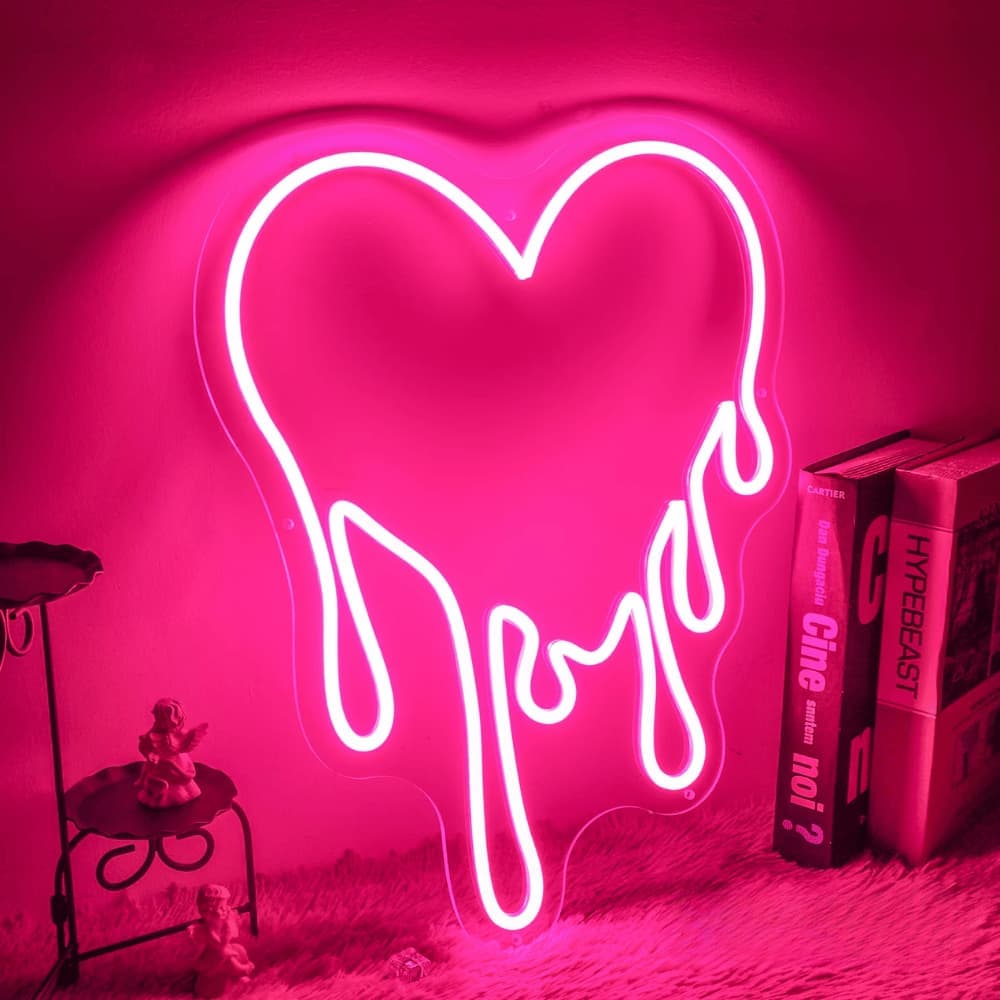 Néon LED Coeur Scintillant Rose Merveilleux