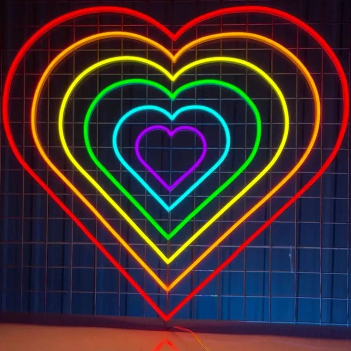 Néon LED Coeur Éclatant Arc-en-ciel