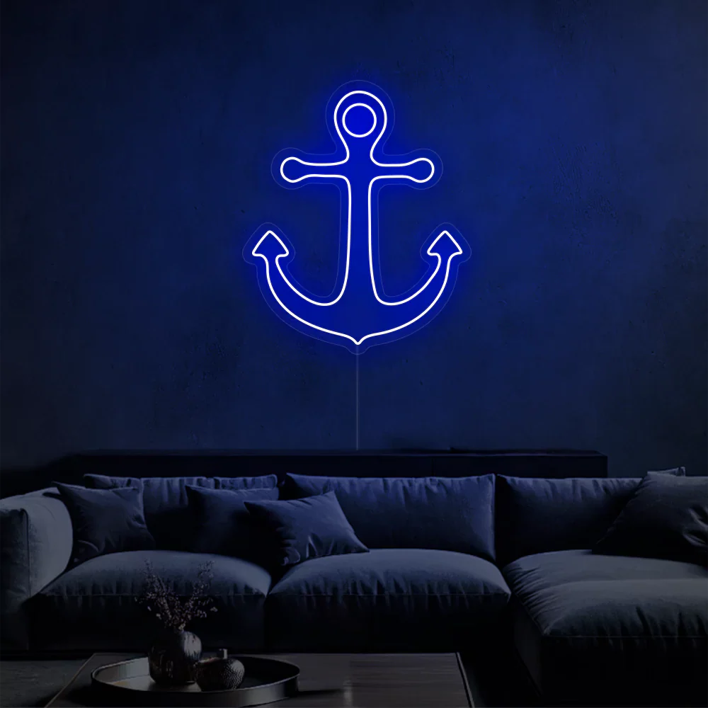 Néon Ancre Bleue en Mer