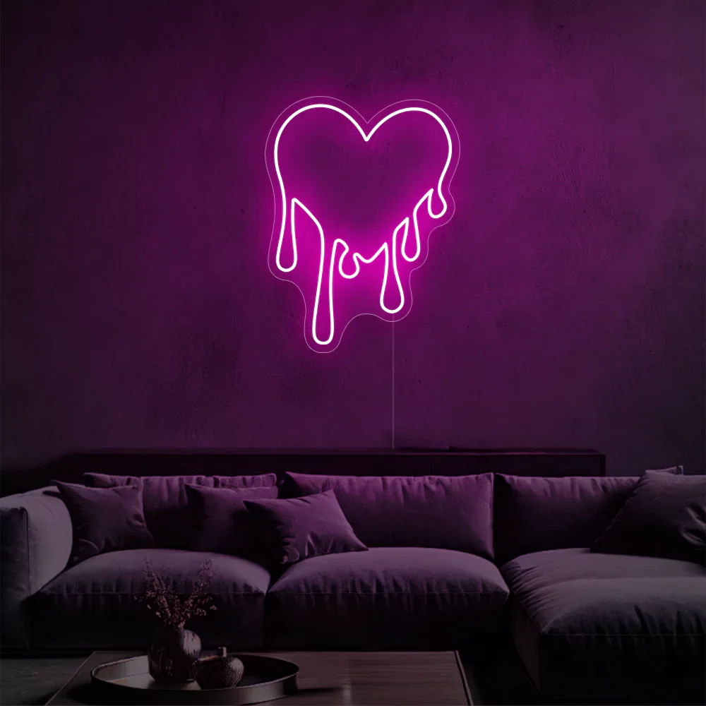 Néon LED Coeur Scintillant Rose Merveilleux