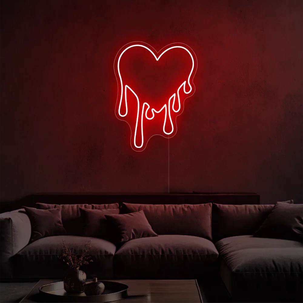 Néon LED Coeur Scintillant Rose Merveilleux