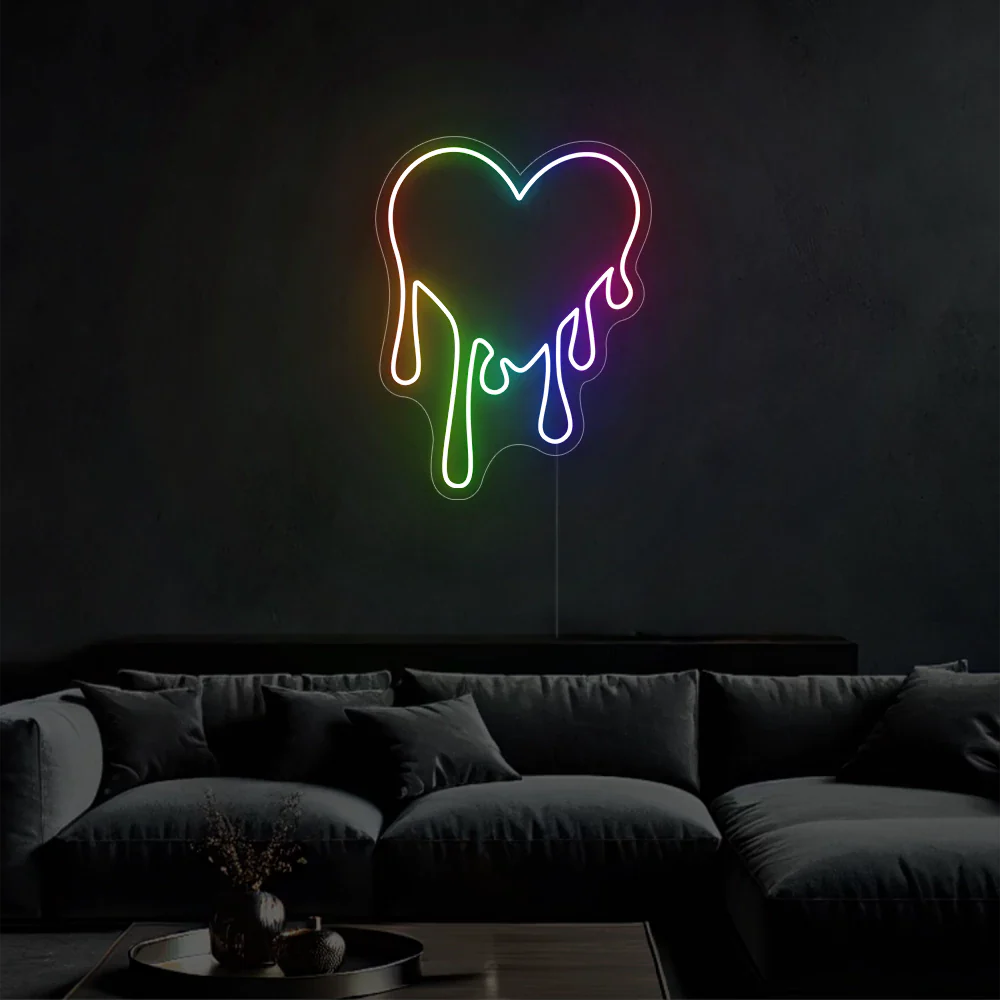 Néon LED Coeur Scintillant Rose Merveilleux
