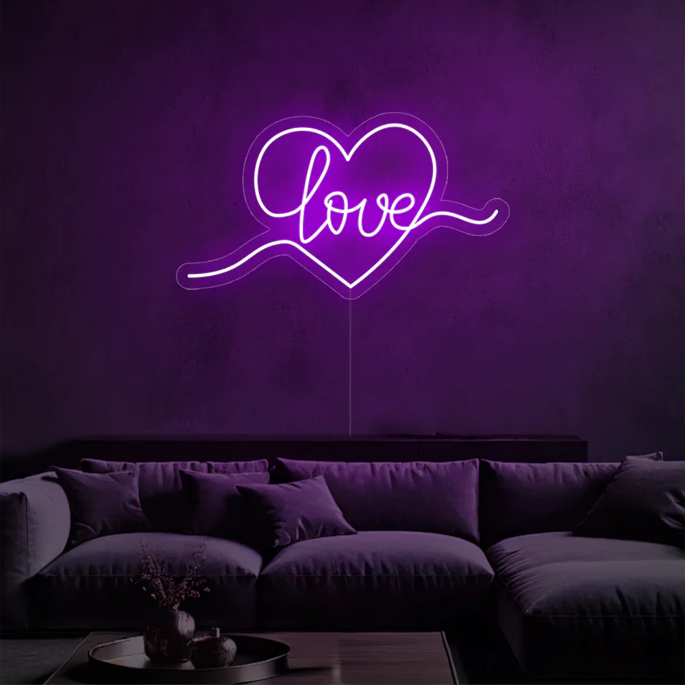 Néon LED Émotions vives dans un coeur