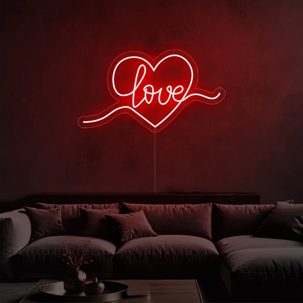 Néon LED Émotions vives dans un coeur