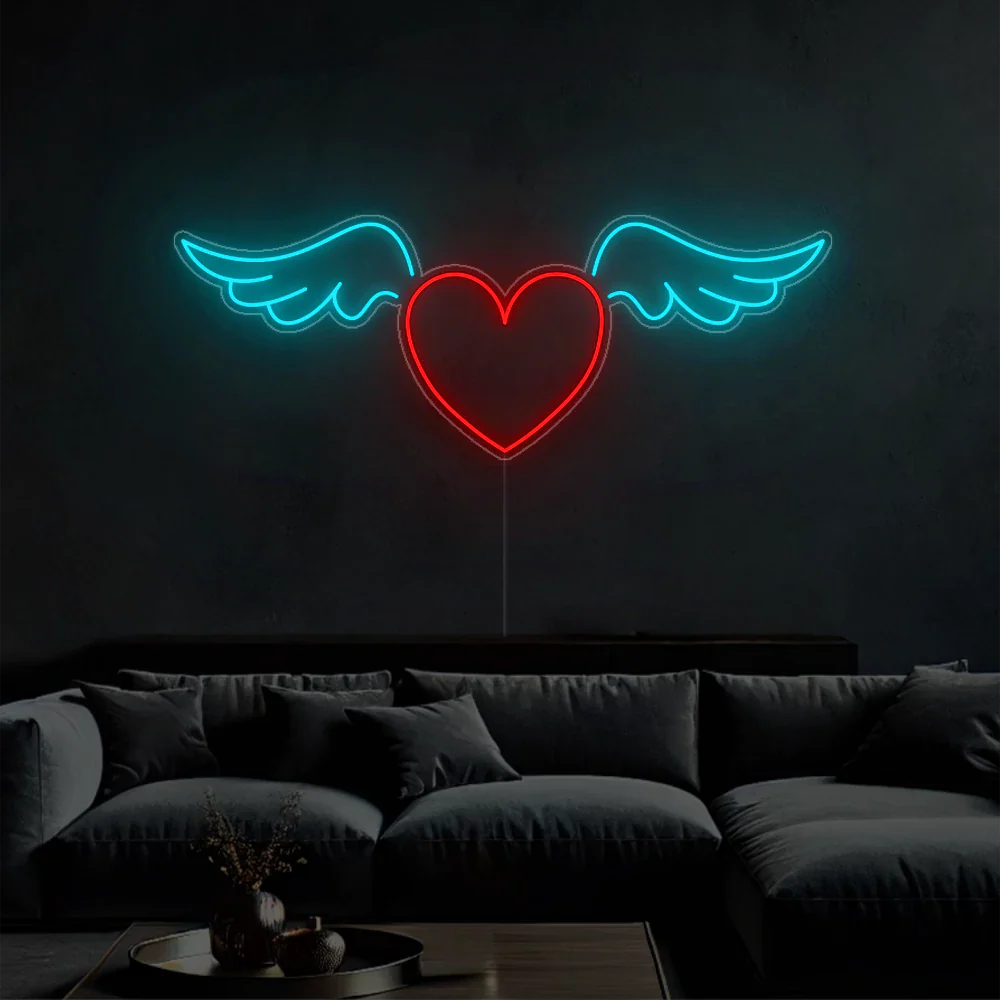 Néon Lumina Coeur aux ailes d'ange
