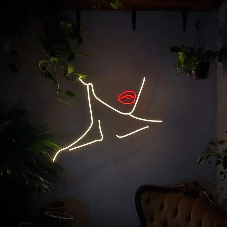 Néon Féminin Minimaliste pour le Visage